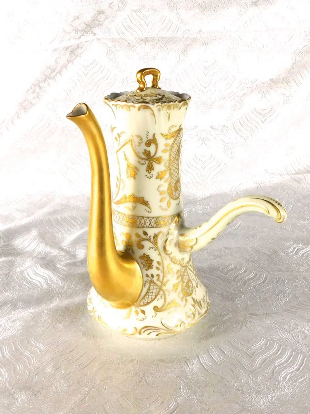 Tressemanes and Vogt Limoges Chocolate Pot with Raised Gold Trim # 27328